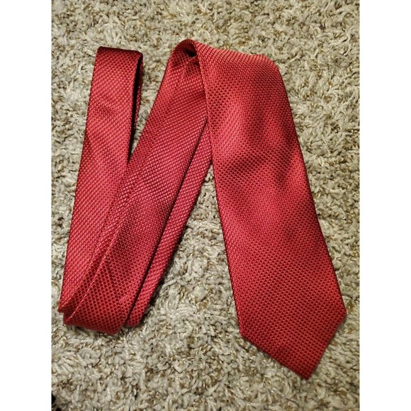 New Club Room designer red diamond print silk neck tie - Picture 2 of 7